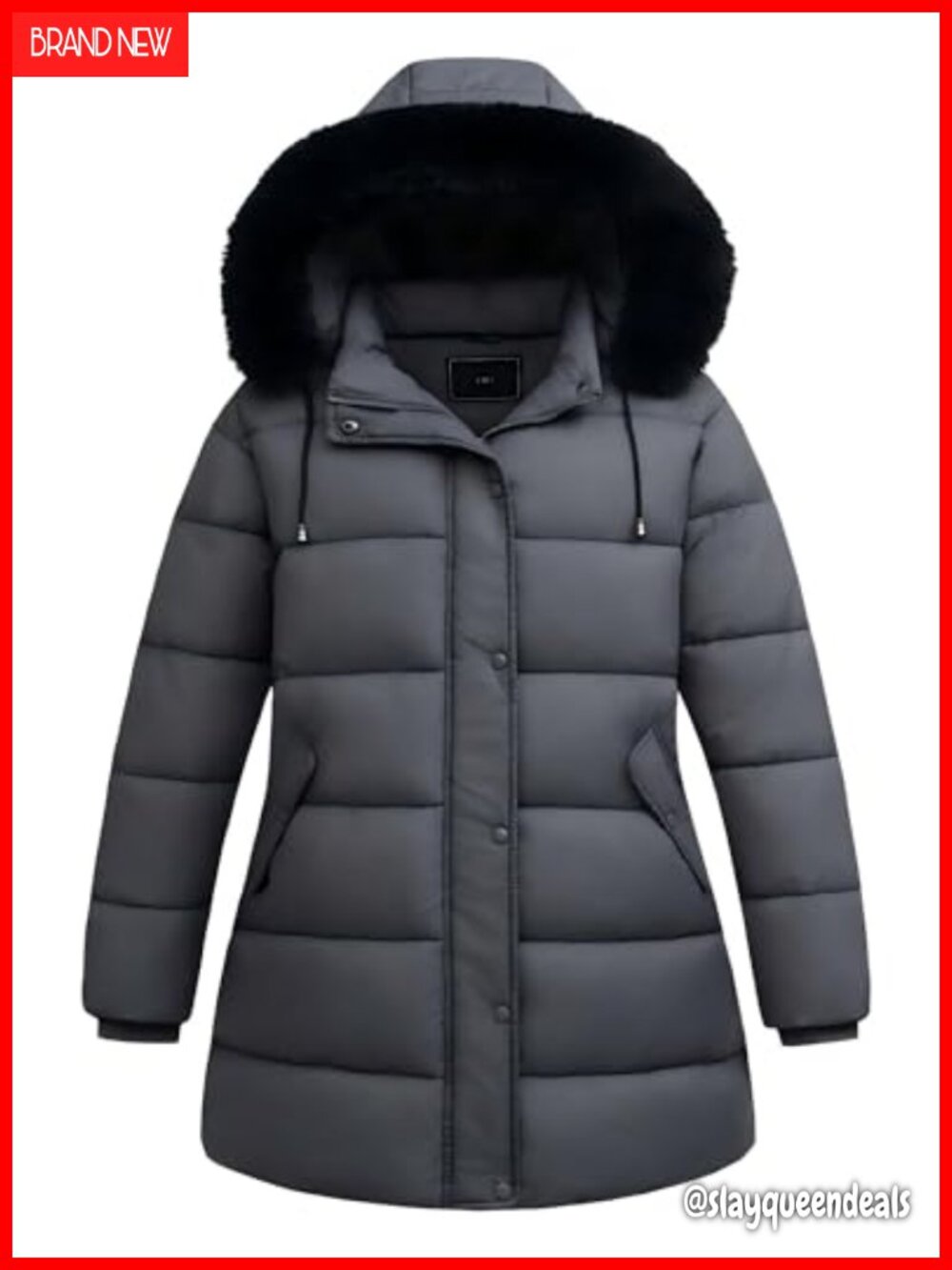 Plus Size Down Coat Waterproof Windproof Detachable Hood Flannel Lined Insulated